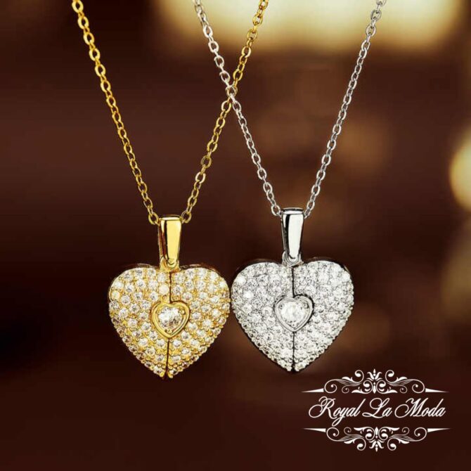 RLM Stainless Steel Gold Heart Necklace Opening Angel Wings Heart Shaped Pendant Necklace - Image 2