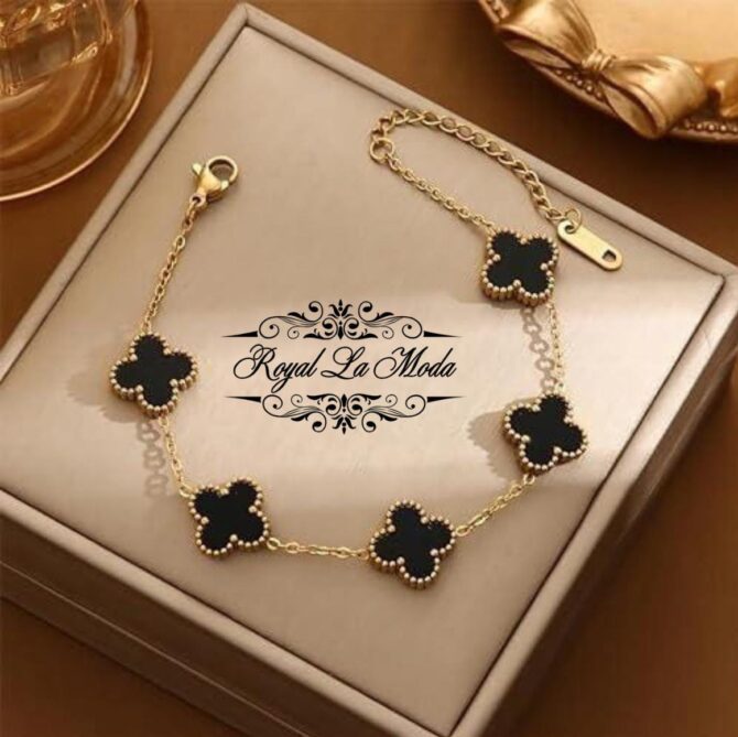 Black Lucky Clover Bracelet - Image 3