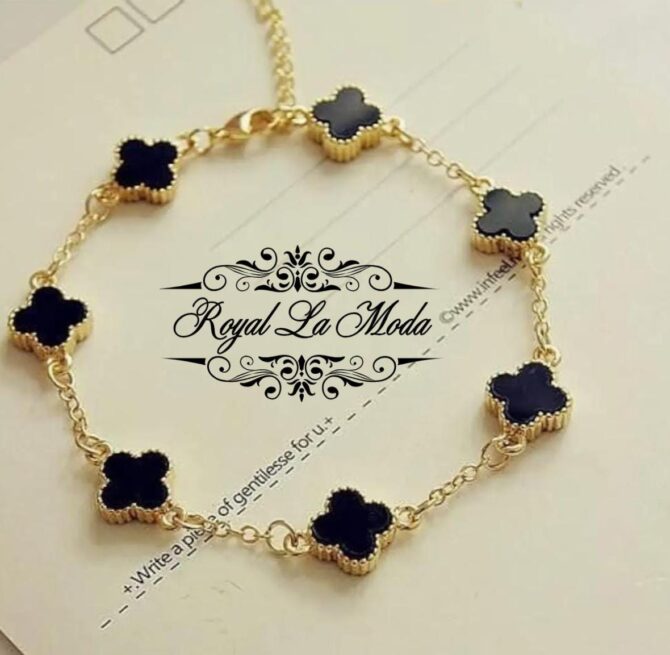 Black Lucky Clover Bracelet - Image 4