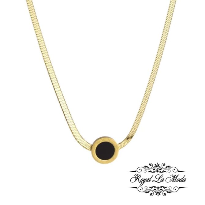 Black Stone Numeral Snake Chain Necklace