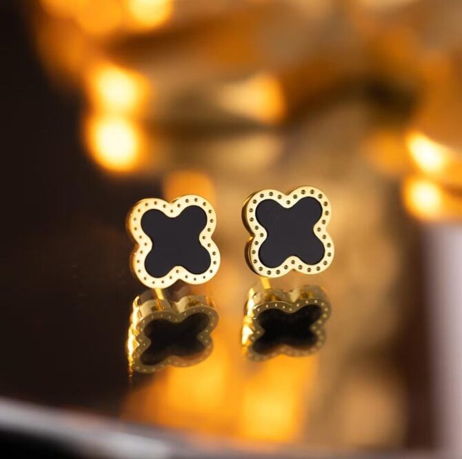 Leaf Clover Stud Earrings - Image 2