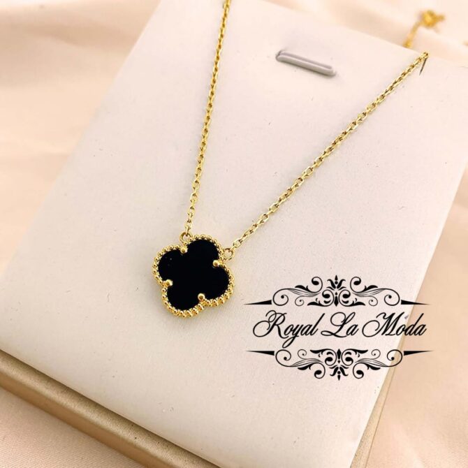 RLM Lucky Clover Design Double Sided Dual Colour Golden Necklace